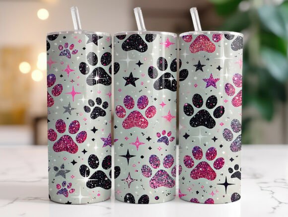 Download Glitter Dog Paw 20oz Skinny Tumbler Wrap - Skinny tumbler Collection
