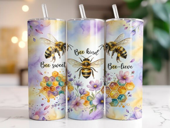 Download Bee 20oz Skinny Tumbler Wrap Sublimation - Skinny tumbler Collection