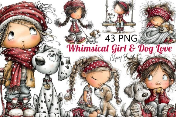 Download Whimsical Girl &amp; Dog Love Clipart - Love clipart Collection